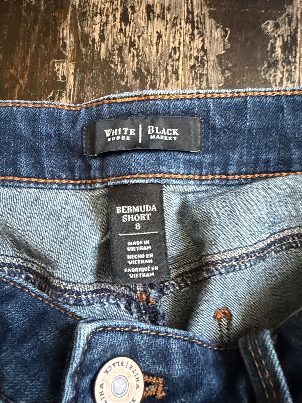 Whbm Dark Wash Denim Roll-Cuff Shorts 8 - Picture 2 of 3